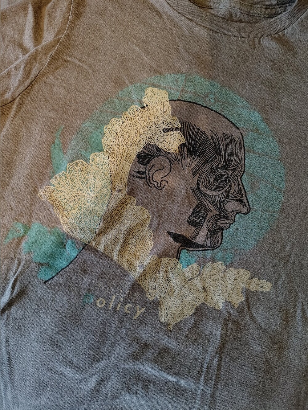 Company Policy Gray Aqua Yellow "Stick It To The Man" Tee T-Shirt Women Small